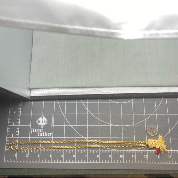 Country Western Style Cowboy Boot w/Rose Pendant Necklace Gold-Tone - Picture 9 of 10